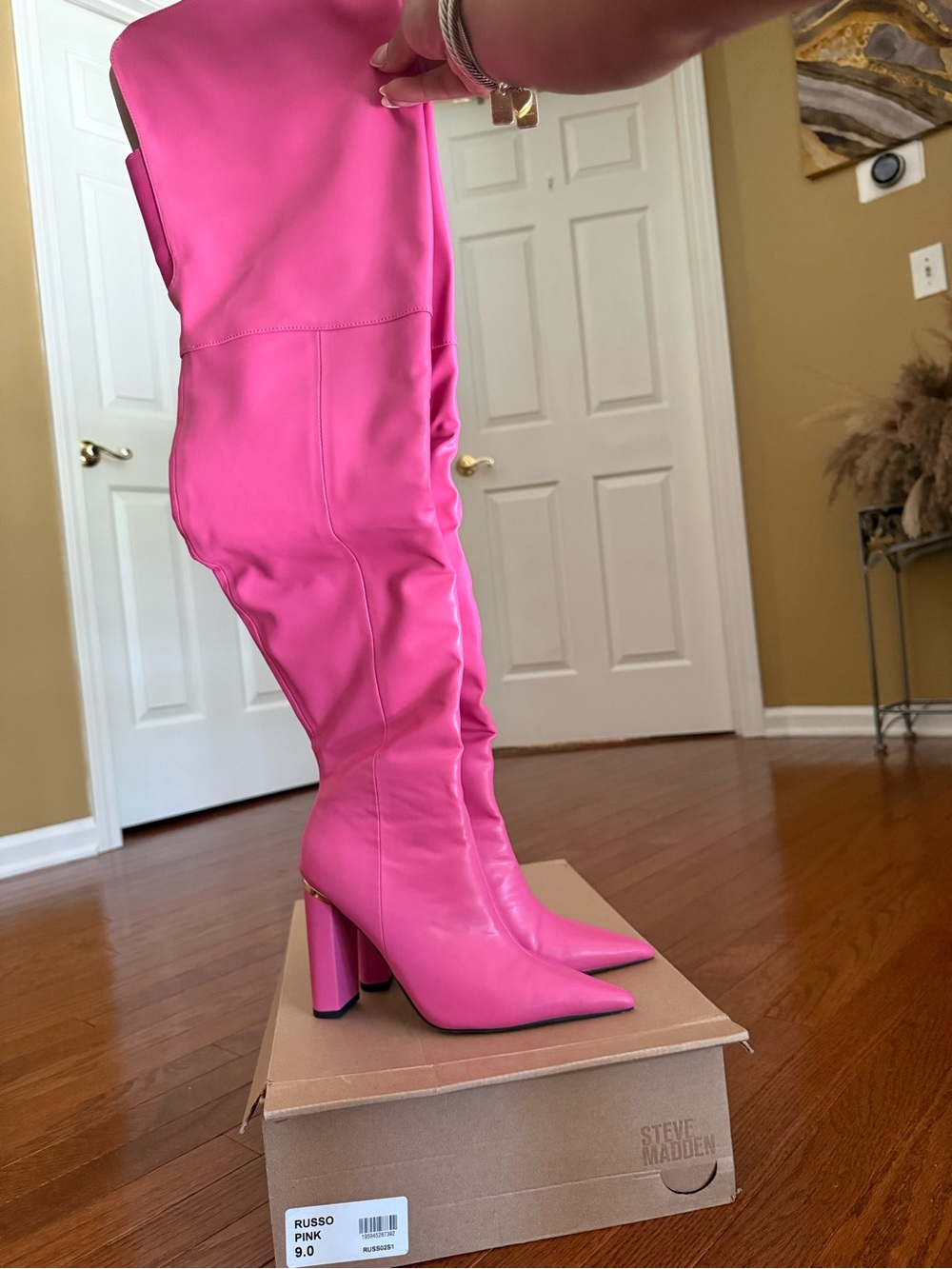 Steve Madden Pink Over-the-Knee Pointed Toe Block Heel Boots